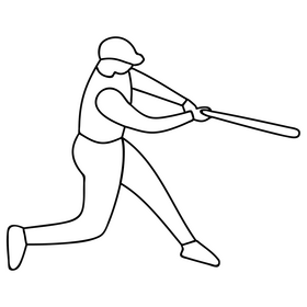 Baseball player black and white clipart