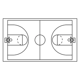 Basketball court cartoon black and white clipart vector free download