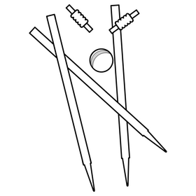 Cricket stumps and ball black and white clipart