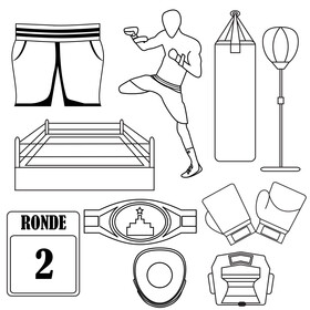 Boxing set black and white vector