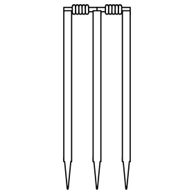 Cricket stumps black and white clipart