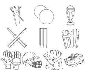 Cricket set black and white vector