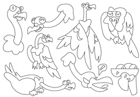 Condor cartoon set black and white vector