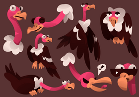 Condor cartoon set vector