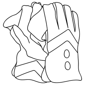 Cricket keeper gloves black and white clipart