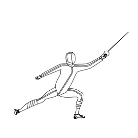 Fencer black and white clipart