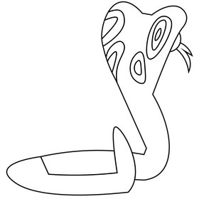Cartoon cobra back view black and white clipart