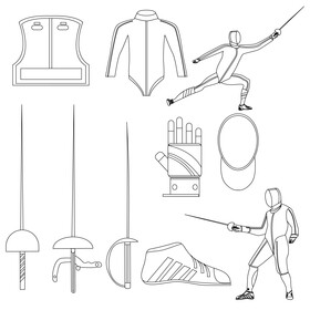 Fencing set black and white vector