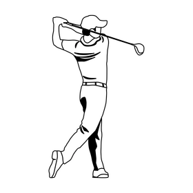 Golfer black and white clipart