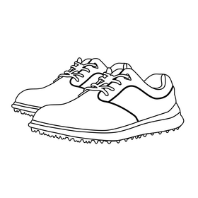 Golf shoes black and white clipart