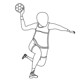 Handball player black and white clipart
