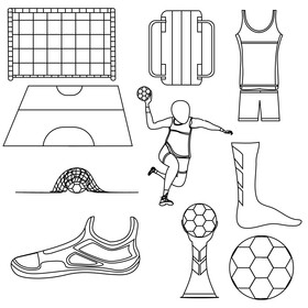 Handball set black and white vector