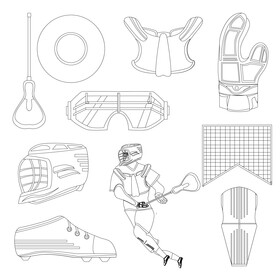 Lacrosse set black and white vector