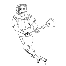 Lacrosse player black and white clipart
