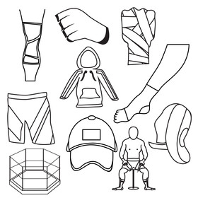 MMA mixed martial arts set black and white vector