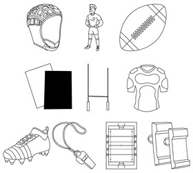 Rugby set black and white vector