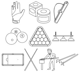 Snooker set black and white vector