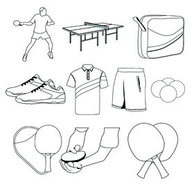 Table tennis set black and white vector