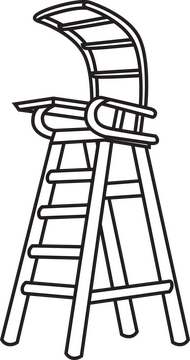 Tennis referee chair black and white clipart