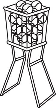 Tennis ball bucket black and white clipart