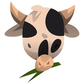 Cartoon cow eating grass clipart