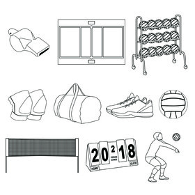 Volleyball set black and white vector