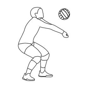 Volleyball player black and white clipart