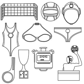Waterpolo set black and white vector