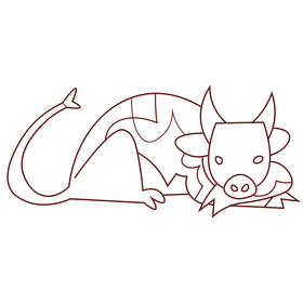 Cow animal lying black and white clipart