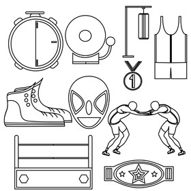 Wrestling set black and white vector