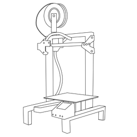 3d printing machine black and white clipart