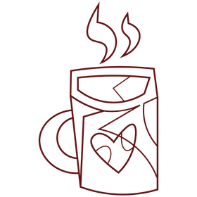 Cup with heart black and white clipart