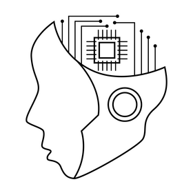 Artificial Intelligence Brain black and white clipart