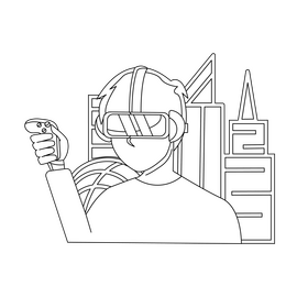 Virtual reality black and white clipart