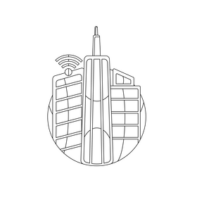 Smart City black and white clipart