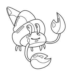 Happy crab cartoon black and white clipart