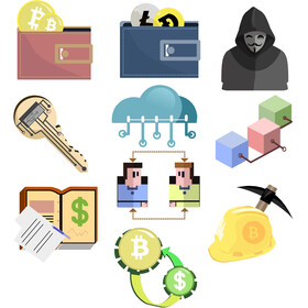 Blockchain technology icons vector