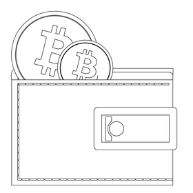 Bitcoin wallet black and white clipart