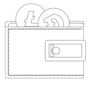 Altcoin wallet black and white clipart