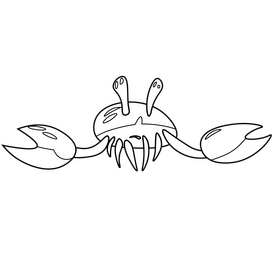 Cute crab cartoon black and white clipart