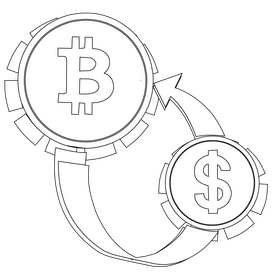 Cryptocurrency exchange black and white clipart