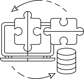 Cognitive Cloud Computing Integration black and white clipart