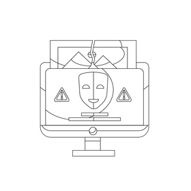 Cybercrime Technology Deface black and white clipart