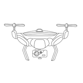 Construction Technology Drone black and white clipart