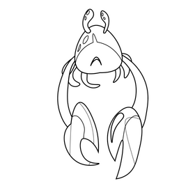 Crab sad black and white clipart