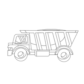 Construction Technology Dump Truck black and white clipart