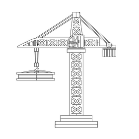 Tower crane black and white clipart