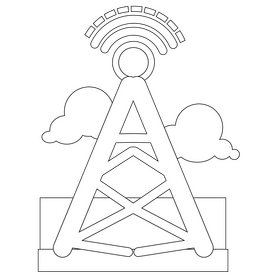 Signal tower black and white clipart