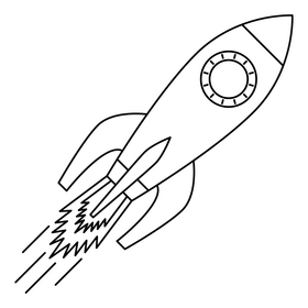Rocket black and white clipart