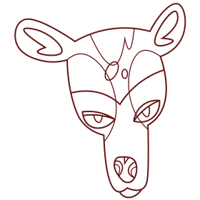Deer female head black and white clipart